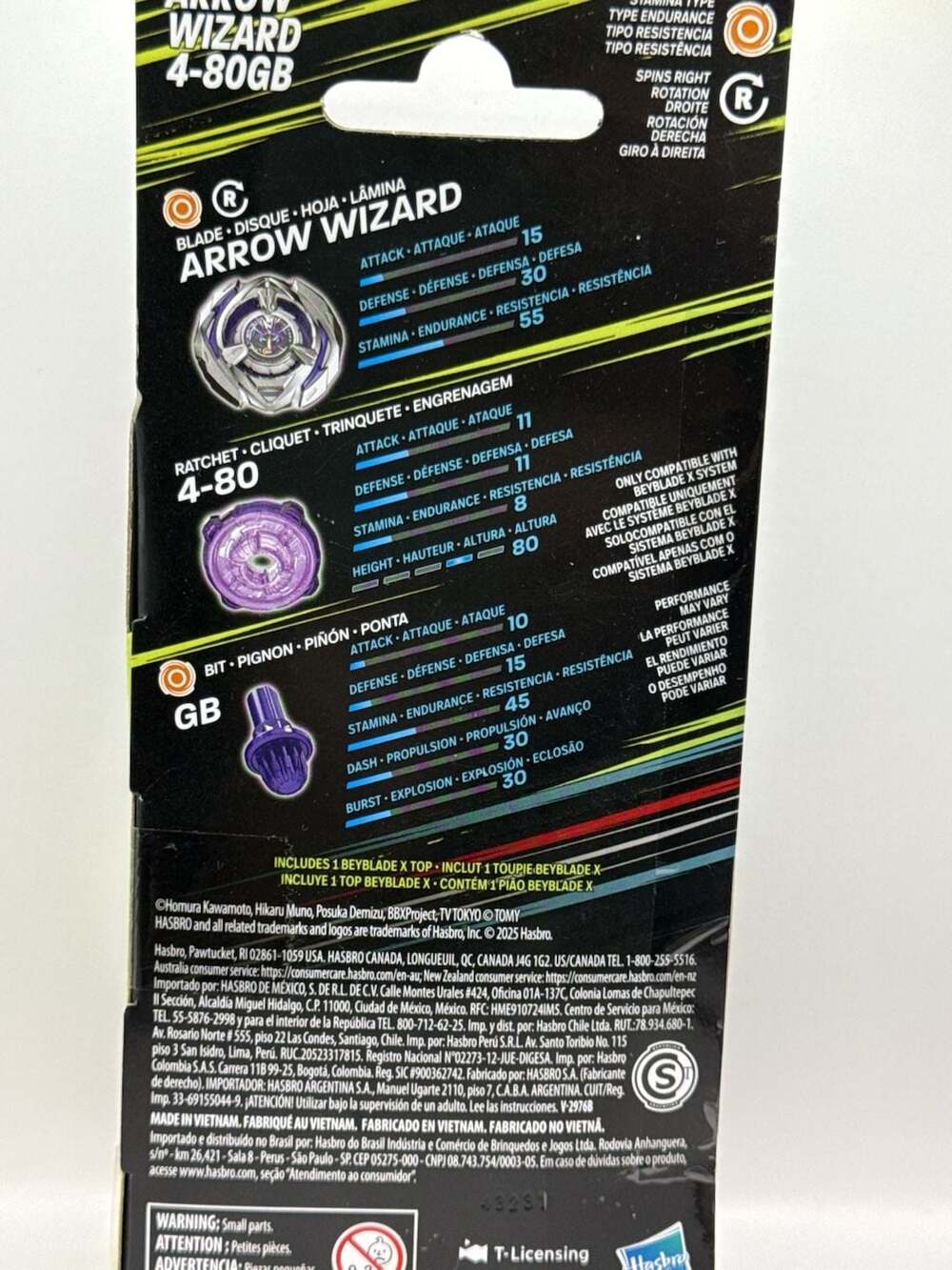 Hasbro Beyblade X Arrow Wizard 4-80GB Booster Pack Stamina Type Top - Picture 6 of 7